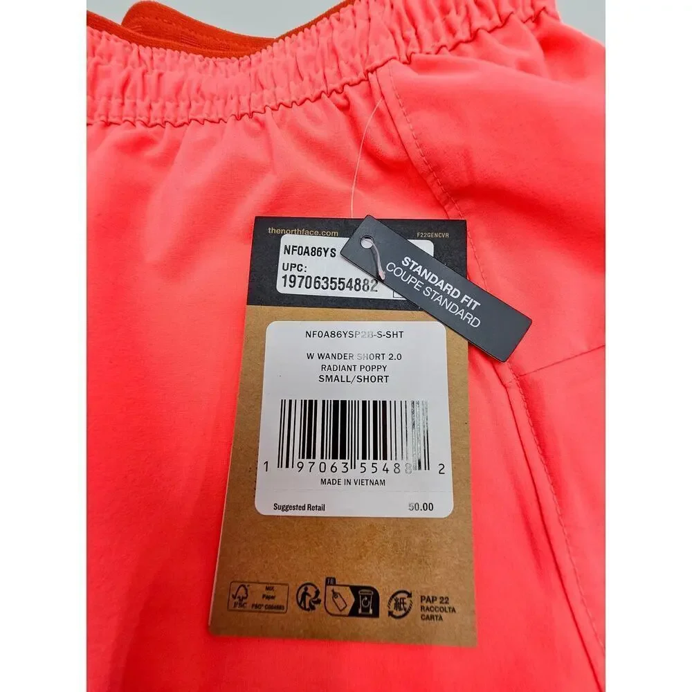 The North Face Women's S Wander Short 2.0 Radiant Poppy NWT